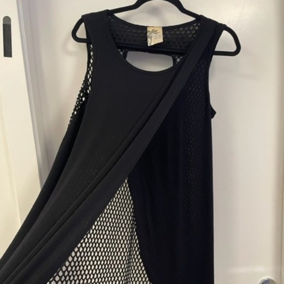 LILY BLEU Black Mesh Bathing Suit Cover Up Size M - Picture 1 of 6